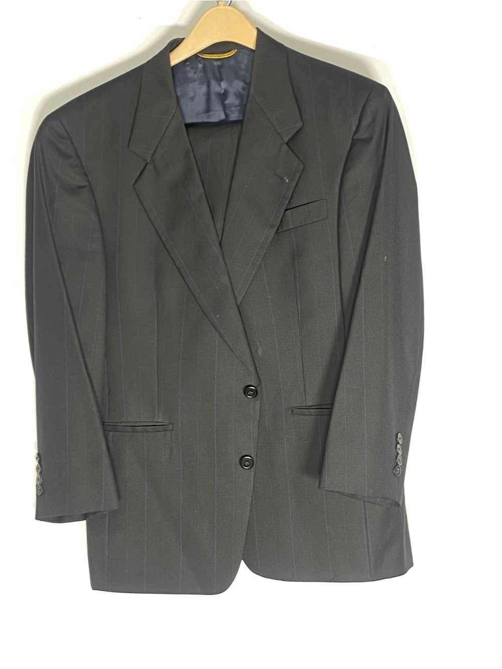 Hart Schaffner Marx Men's navy Pinstripe suit jacket taken